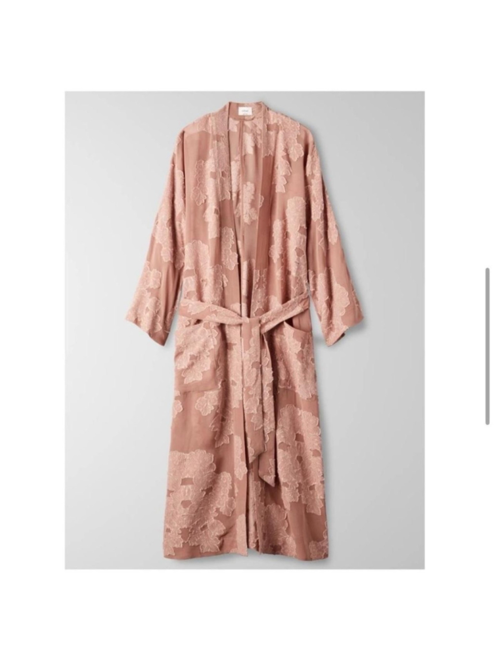 Aritzia Wilfred Durante Robe Duster Blush Nude Size S Semi Sheer Belted